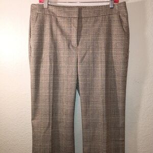 Chico's Plaid Pants Brown Neutrals Metallic Accents size 14/16